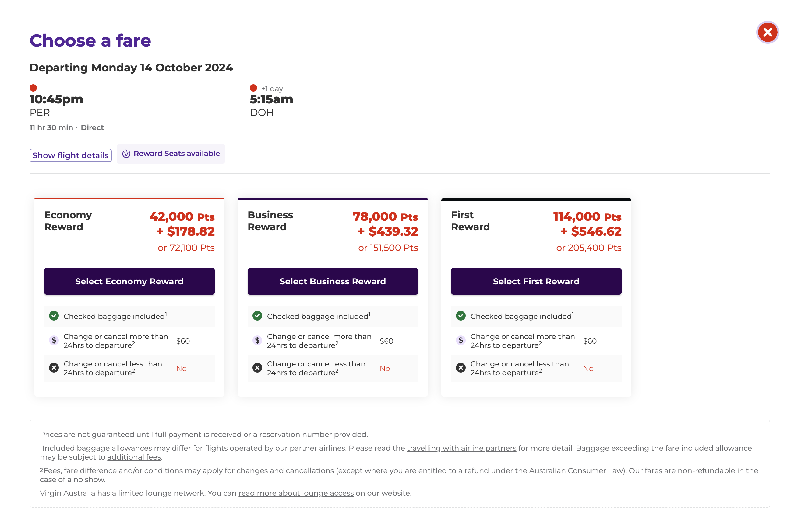 Find and Book Velocity Reward Flights