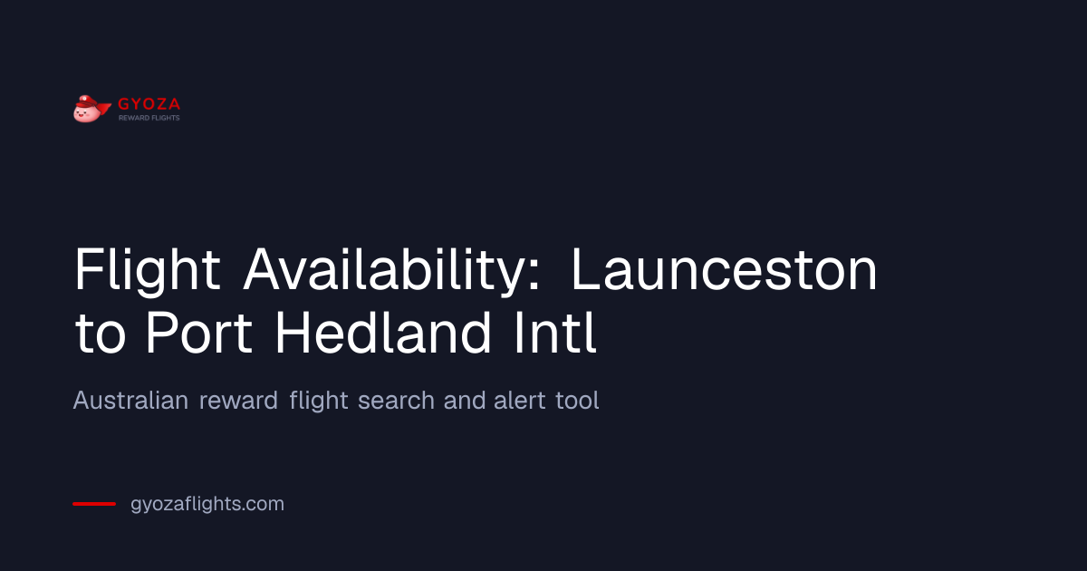 Flight Availability from Launceston (LST) to Port Hedland Intl (PHE ...