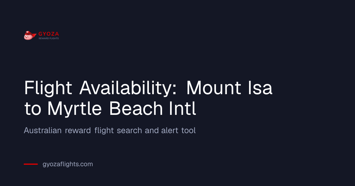 Flight Availability from Mount Isa (ISA) to Myrtle Beach Intl (MYR ...