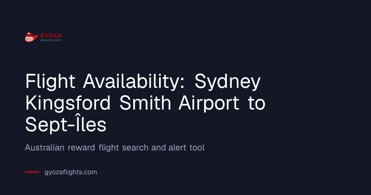 Flight Availability from Sydney Kingsford Smith Airport (SYD) to Sept ...